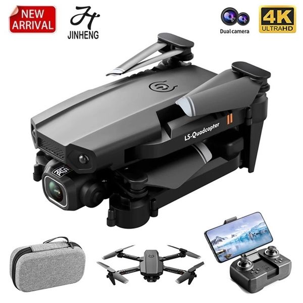 

jinheng xt6 mini drone 4k 1080p hd camera wifi fpv air pressure altitude hold foldable quadcopter rc dron kid toy boys gifts 220520