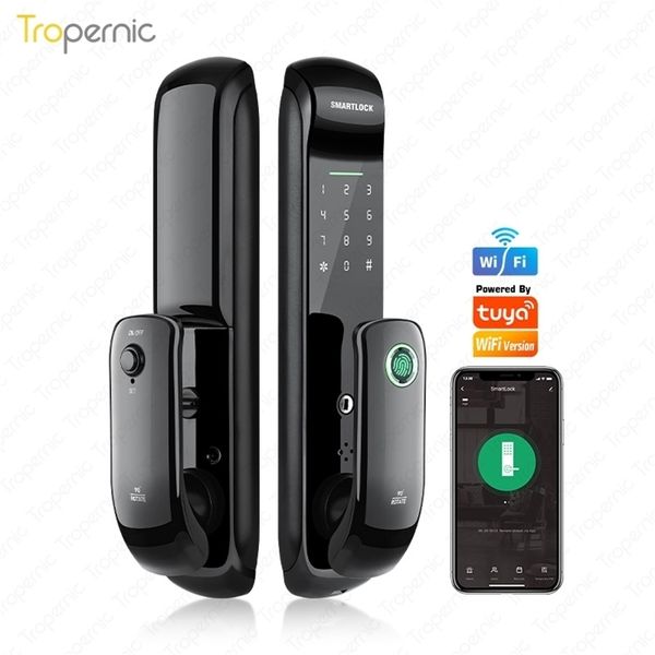 Tuya Home Electronic Con WiFi Biometrico Impronta digitale Smart Door Lock Password digitale APP Sblocca protezione di sicurezza 220704