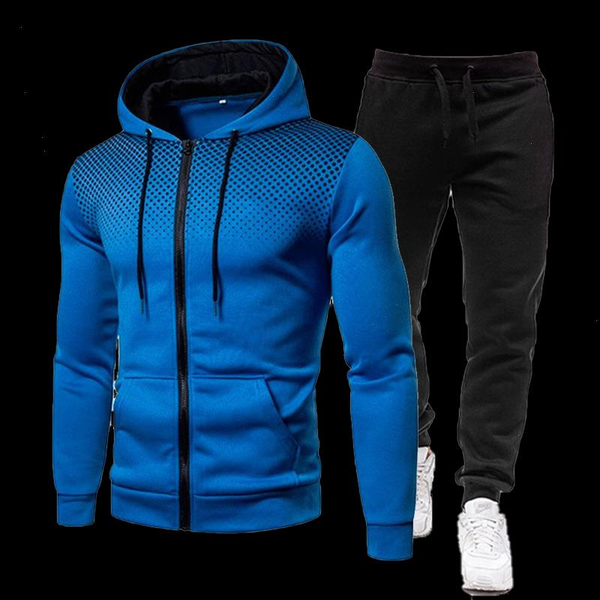

autumn mens casual tracksuit fashion men zipper jacket and sweatpants two pieces set male sportswear plus size clothing, Gray