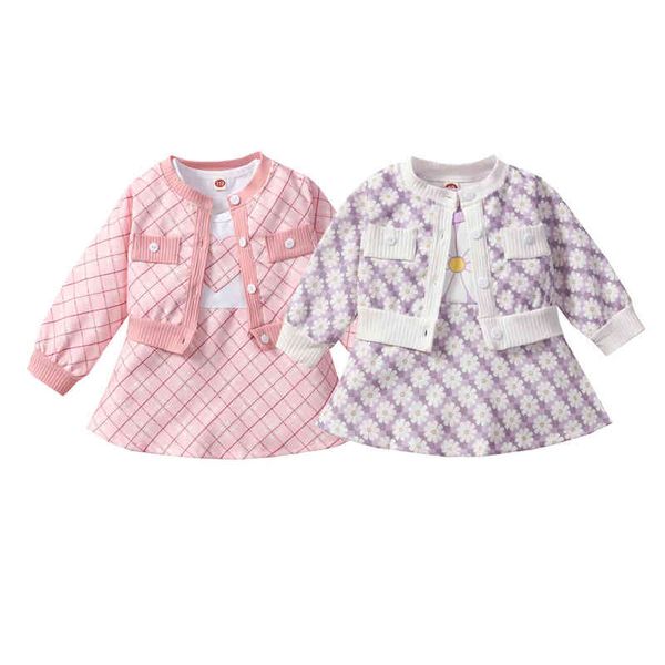 

citgeett autumn toddler girls floral coat dress suit sleeveless rhigh waist a-line midi buttons vest fall clothing set j220711, White