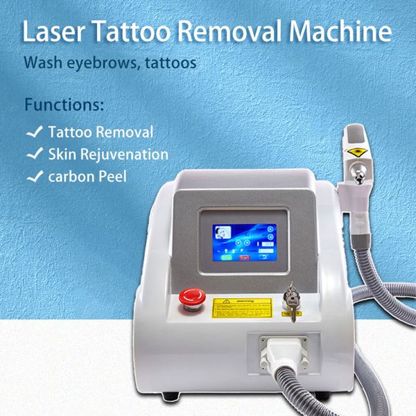 

portable q switch nd yag laser tattoo removal 1064nm 532nm 1320nm beauty machine eyebrow remove carbon peeling acne scar treatment freckle p, Black