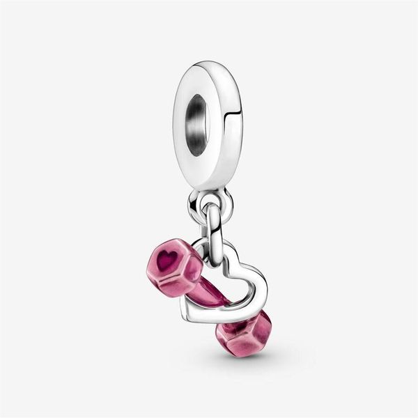

100% 925 sterling silver dumbbell & heart dangle charms fit pandora original european charm bracelet fashion women wedding engagem281u, Bronze;silver