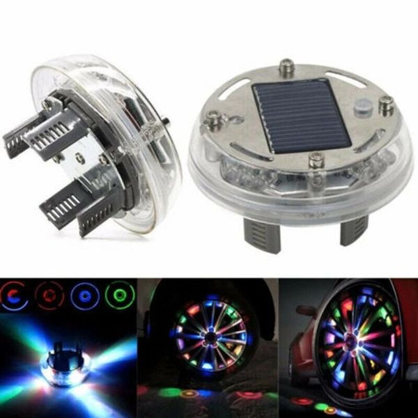 Waterptoof Solar-Auto-Radnabenlampe, automatisches Blinken, Reifenlicht, 4 Modi, 12 LEDs, RGB, bunte Dekoration, Lichter, Autos, Außenzubehör