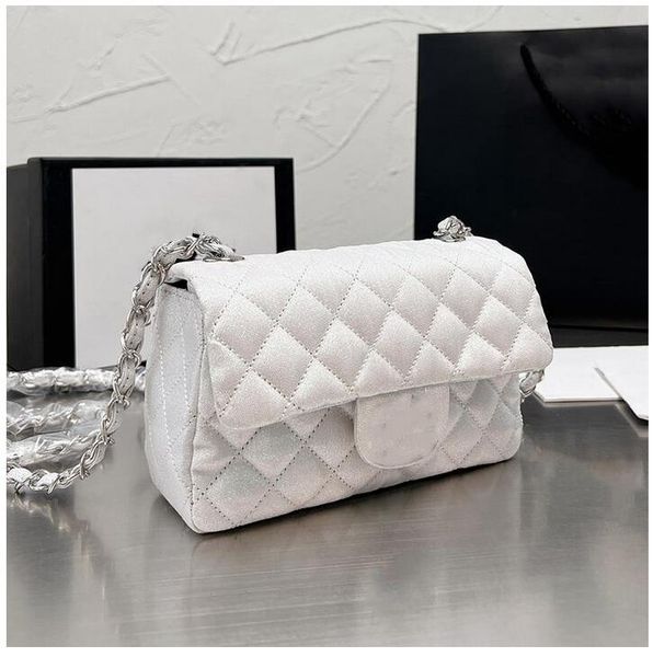 

spring tweed shiny classic mini flap bags large capacity quilted silver metal hardware matelasse chain crossbody shoulder womens designer lu