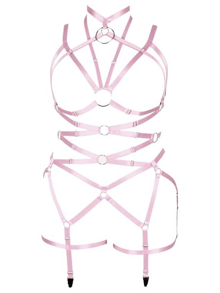 

plus ring linked garter harness bra w5ex#, Black;white