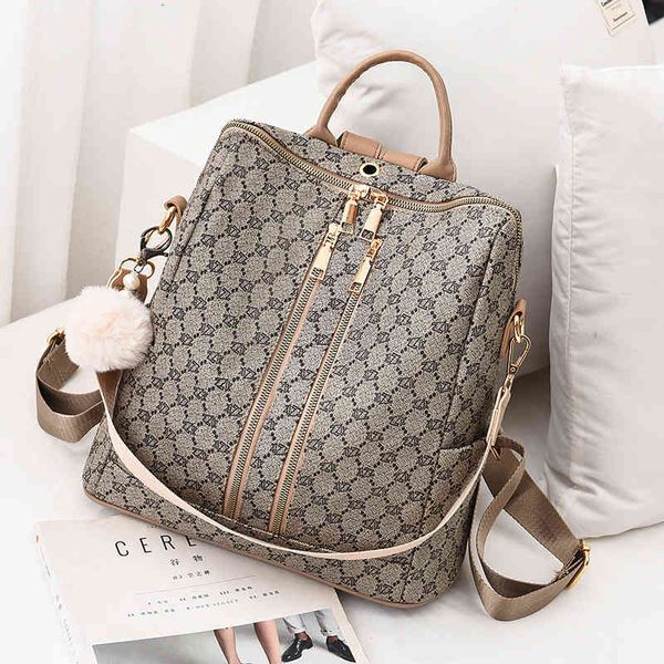 

2022 new fashion soft large capacity women's backpack travel small bagdesigner luxury leather bag female classic retro handbag