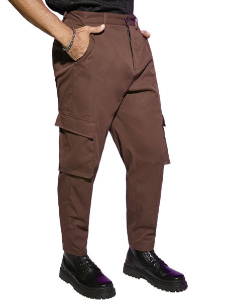 

men flap pocket side cargo pants b7jq#, Black