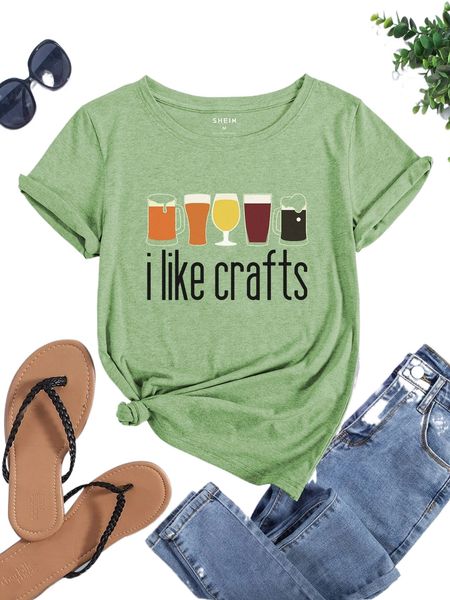 

beverage & slogan graphic tee l3x0#, White