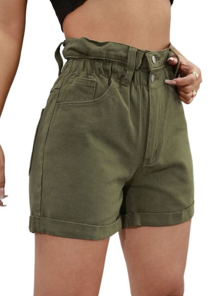 

paperbag waist denim shorts i5ck#, White;black