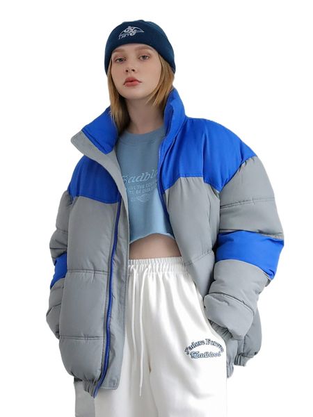 

coldbreak color block zip front puffer coat e172#, Black