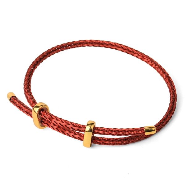 

csja red thread string bracelets on hand lucky bracelet femme 2022 braided rope stainless steel adjustable jewelry bijoux g434, Black