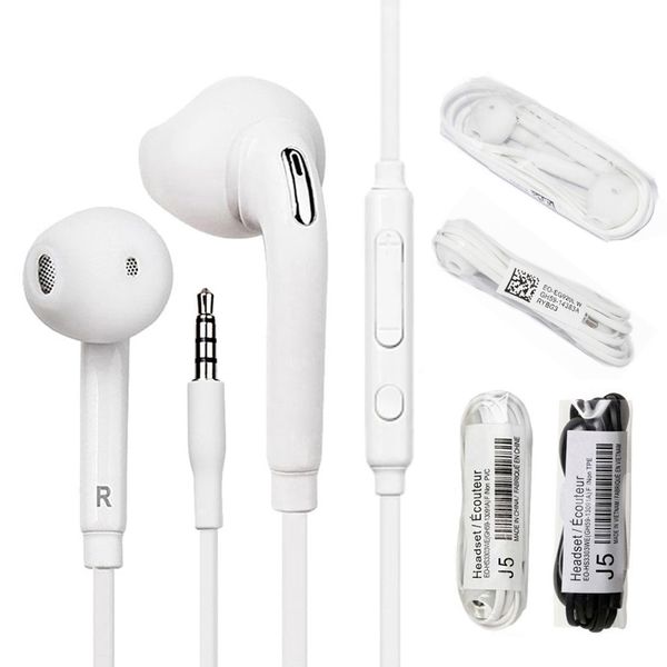 Auricolari J5 S6 In Ear Cuffie Jack da 3,5 mm Auricolari con microfono Controllo vocale per smartphone Samsung Galaxy S7 S8 S9 Plus