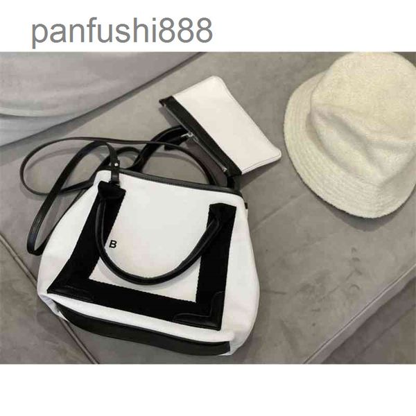 

women's black beige navy canvas soft leather tote bag book hlca