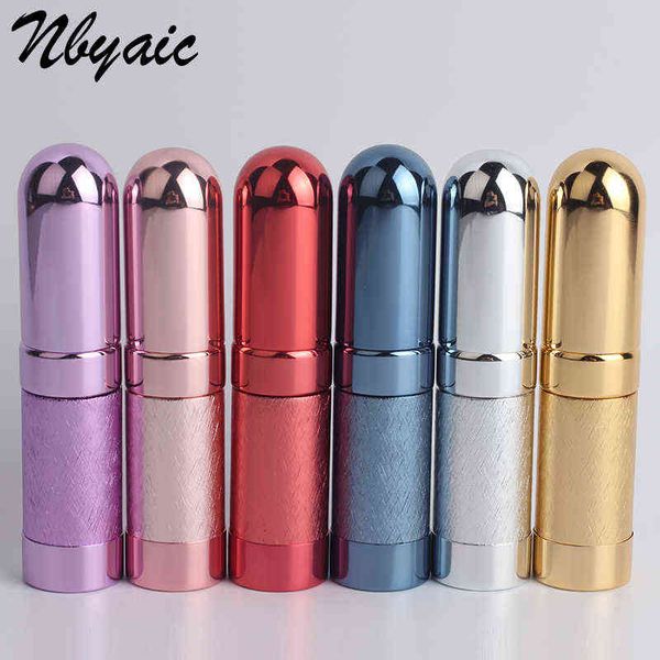 

10pc metal bullet sub-bottle cosmetic spray bottle light portable lipstick shape non-slip pattern fashion empty bottle y220428