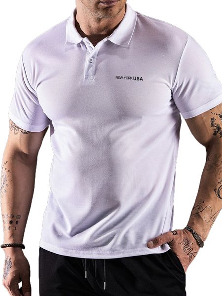 

men letter graphic polo shirt 66zi#, White;black