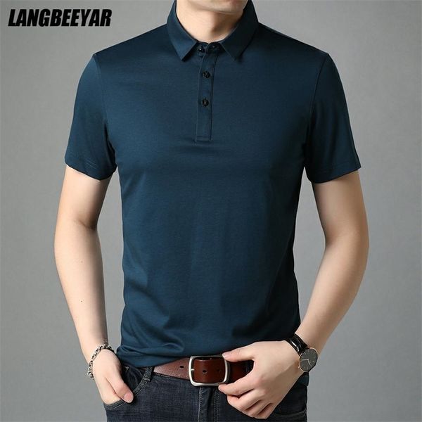 Top Grade Seta di gelso Estate Marca Uomo Polo Designer Manica corta Casual Top Moda Abbigliamento moda coreana 220708