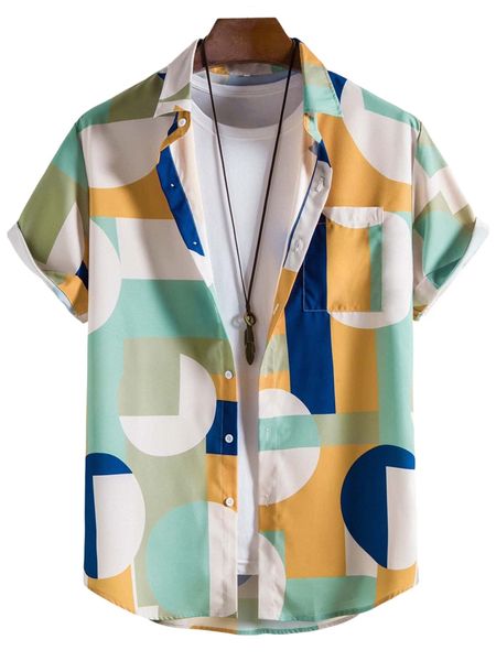 

men geo print shirt without tee d73g#, White;black