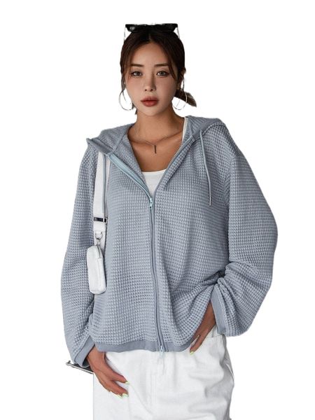 

dazy drop shoulder zip up drawstring hoodie k4jj#, Black