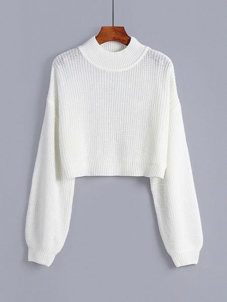

solid ribbed knit drop shoulder sweater d2ny#, White;black