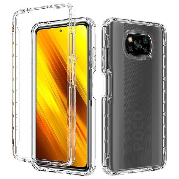 Casos de proteção para smartphone 2 em 1 proteção à prova de choque para xiaomi poco x3 NFC soft tpu hard pc transparente, acrílico