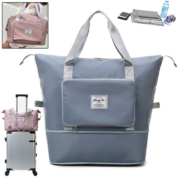 Katlanabilir büyük kapasiteli spor salonu omuz kadın eğitimi seyahat kolu çanta yoga spor crossbody tote çanta 220630