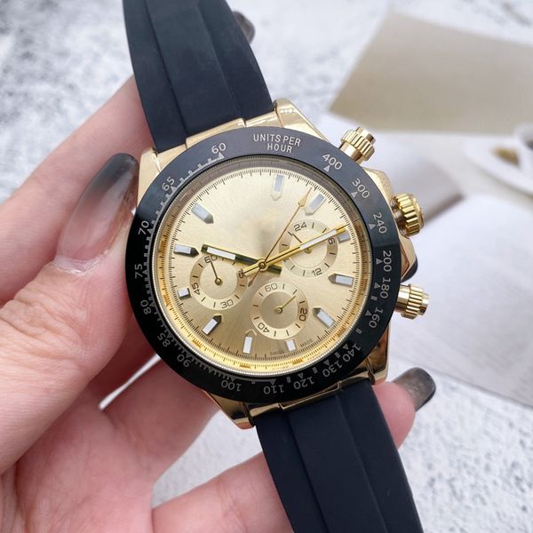 

2022 new six stitches luxury mens watches all dial work quartz watch brand chronograph clock rubber belt fashion accessories mens style dayt, Slivery;brown