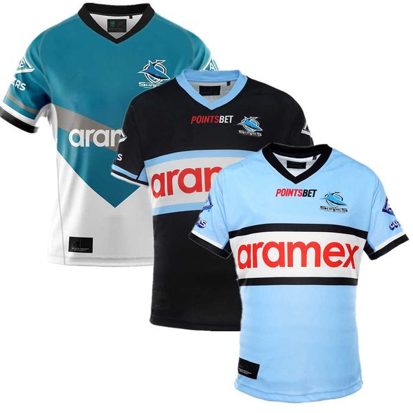 

2022 new men's t shirts rc8a 2023 heriage jersey home away jerseys ausralia cronulla sharks rugby big size 5xl, White;black