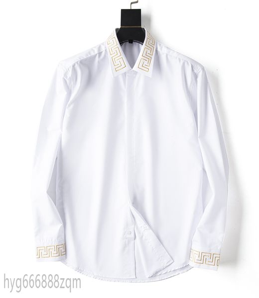 

mens shirt embroidery long sleeve letter solid color slim fit casual business clothing long-sleeve shirt luxury designer casual medusa shirt, White;black