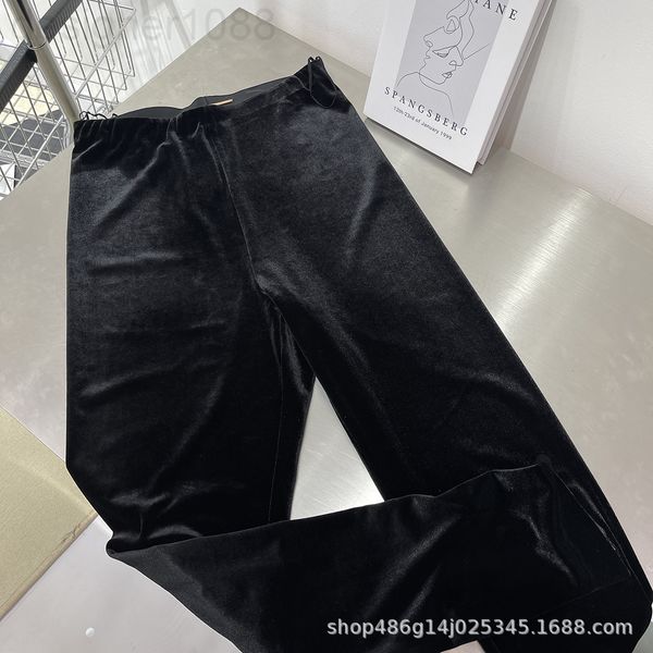 

men's pants designer [correct version]autumn and winter shengluojia velvet micro pull tight slit pants high waist straight tube slim fi, Black