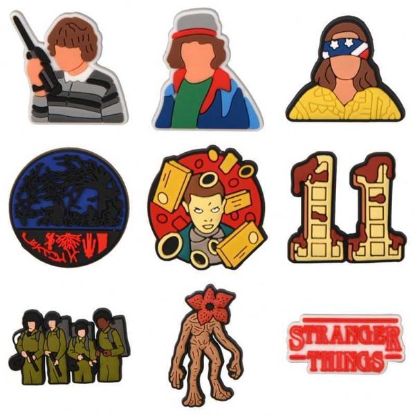 

2022 popular mexican strange things shoe charms for clog decoration us fashion movie accessory kids gifts wholesale, White;pink