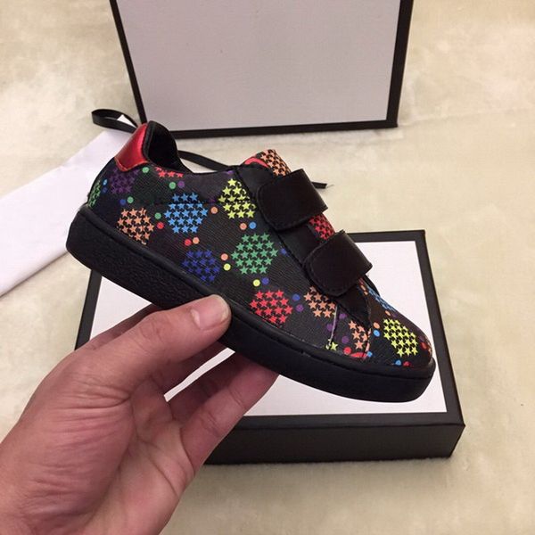 

kids designer shoes toddler leather stars printed sneakers fashion boy girls casual trainers size 24-35, Black;red