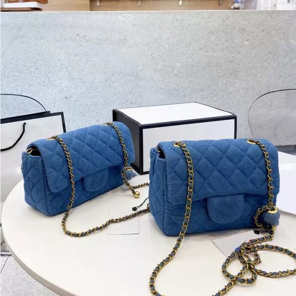 

ccity mini classic tz women's flap quilted denim bags gold matelasse chain crush blue ball adjustable shoulder strap purse sacoche luxu