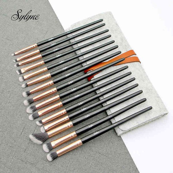 

sylyne eyeshadow brush set 15pcs eye brow shadow liner professional eyes makeup brushes 0308