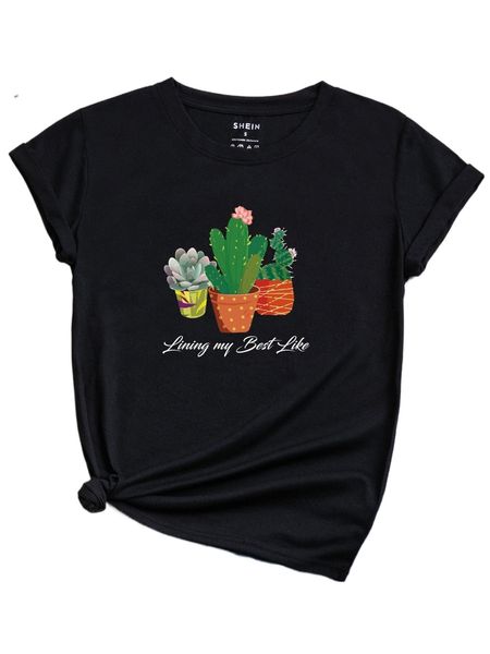 

cactus and slogan graphic tee c6zu#, White