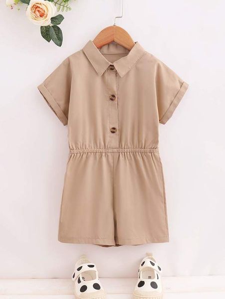 

toddler girls half button romper she, Blue