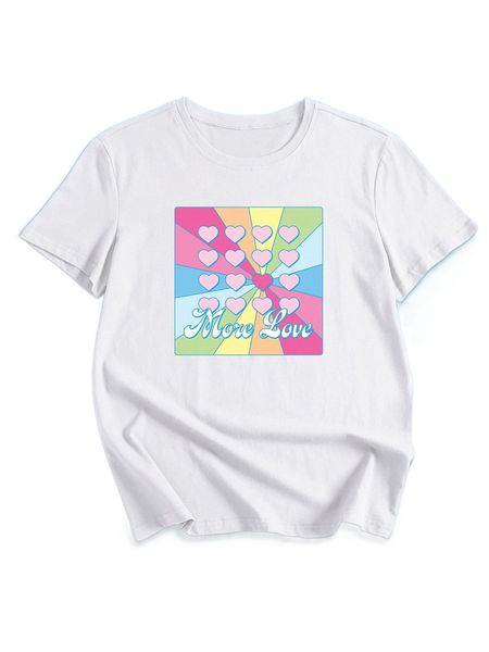 

romwe x savedasclo heart print tee n0xq#, White