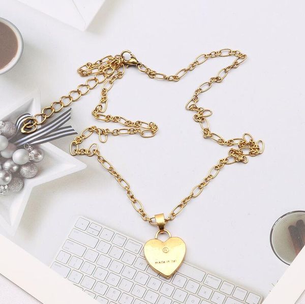 

fashion designer g pattern pendant necklaces for women love heart shape link chains 18k gold plated letters necklace jewelry gift, Silver