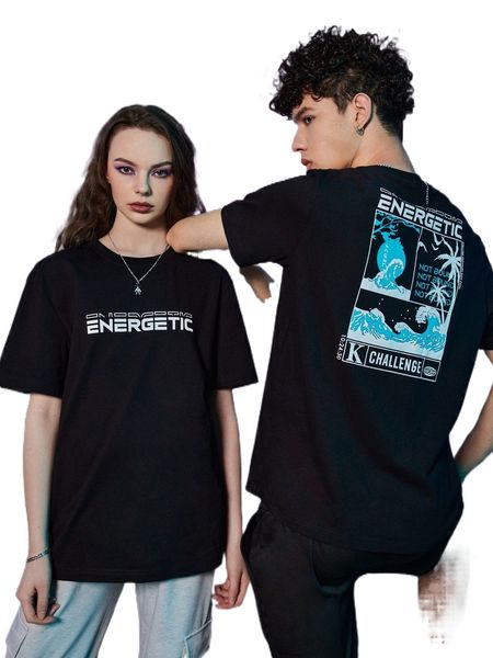 

romwe wave & tree print tee d6om#, White;black