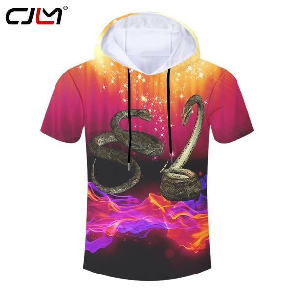 Mens Camisas Casuais Estrelado Chama Cobra Com Capuz Tshirt Gota Verão China 3D Camiseta Fornecedores Atacado 220623