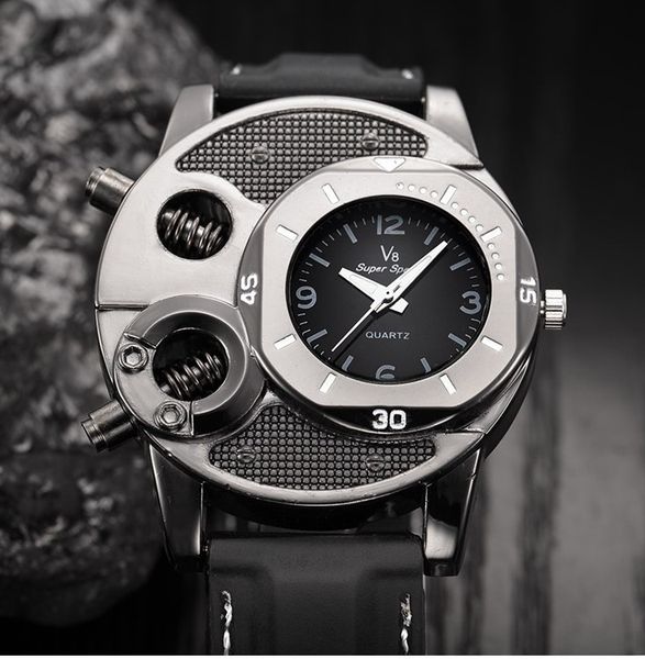 

dropping ship men 's quartz watch v8 business man sport silicone band life waterproof special design wristwatch black gift for boyfrien, Slivery;brown
