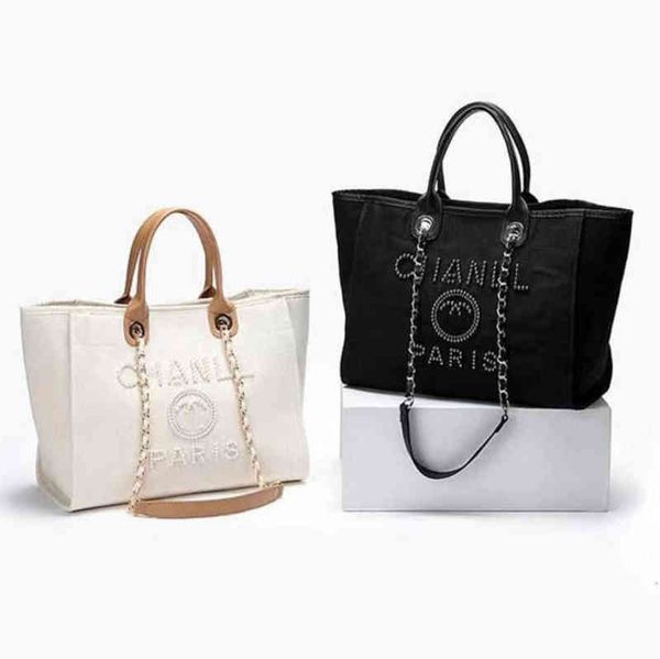 

classic luxury brand ch beach bags canvas pearl evening bag designer portable shopping large capacity handbag women handbags label backpack