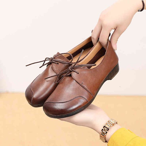 

dress shoes wind leather single shoes spring hand flat bottom lace up low heel soft sole large 4143 0f1f, Black