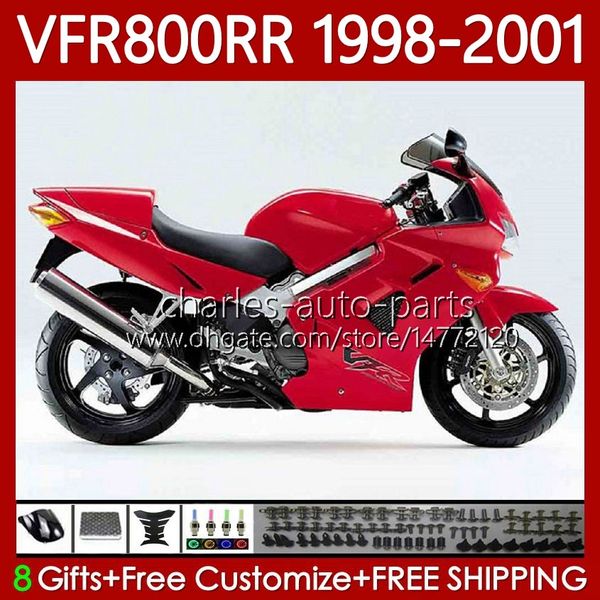 Kit carene per HONDA Interceptor VFR800RR VFR 800RR 800 CC RR VFR800 ALL Rosso 98 99 00 01 Corpo 128No.57 800CC VFR-800 RR 1998 1999 2000 2001 VFR800R 98-01 Carrozzeria