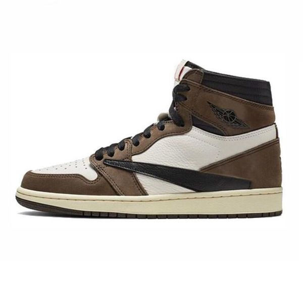 

travis scotts x jumpman 1 retro high og mocha basketball shoes cd4487-100 men women sneakers sports dress shoe san200k, Black