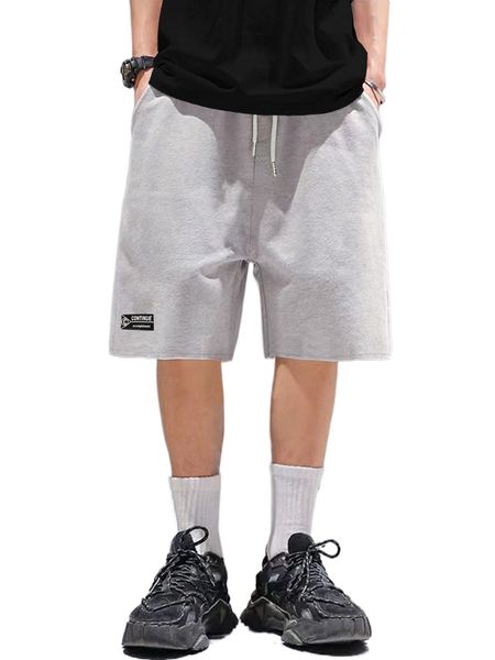 

men patched drawstring waist shorts u0vq#, White;black