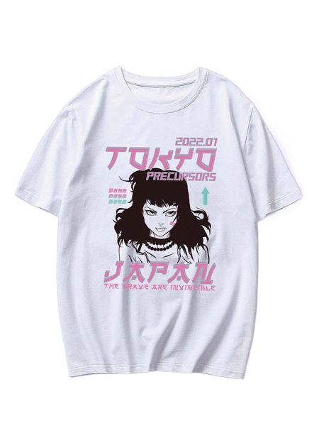 

romwe anime guys figure print tee z9qt#, White;black