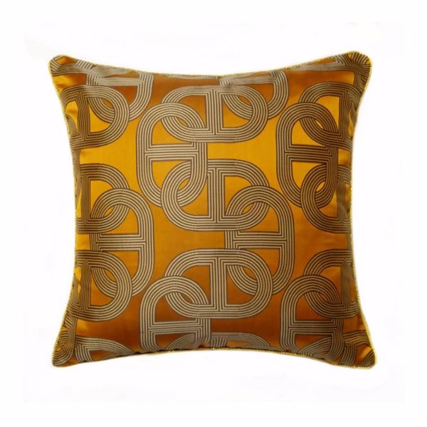 

contemporary dark orange geometric pillow case modern square 45x45cm rope2764