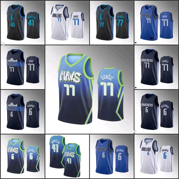 

75th custom mens women youth dallas''mavericks''luka 9 moses brown 77 doncic 13 jalen brunson kristaps 6 porzingis baske, Black;red