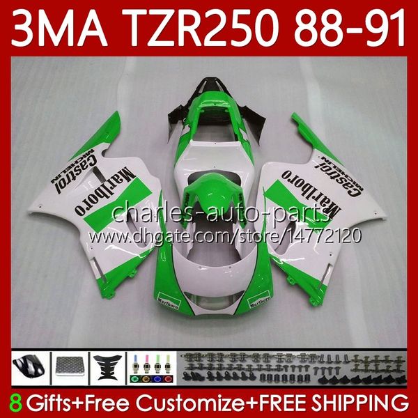 Carrozzeria MOTO per YAMAHA Verde bianco TZR250 TZR 250 TZR-250 R RS RR 1988 1989 1990 1991 Corpo 115No.101 TZR250-R TZR250RR 88-91 YPVS 3MA TZR250R 88 89 90 91 Kit carenatura OEM