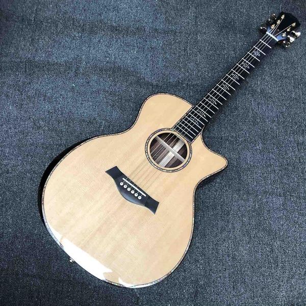 

custom 914ce acoustic electric guitar oem grand all real abalone 914 ce quality tuner2366